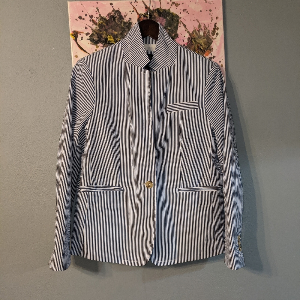 SOLD - J Crew Regent Striped Cotton Blazer (Size 12 Short)